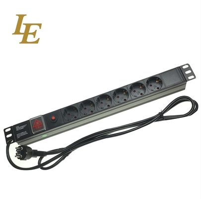 19 polegadas Alumínio Preto 6 vias 8 tomadas Europa Alemanha Tipo Unidade de Distribuição de Energia Armário de Rede de TI Smart Socket PDU