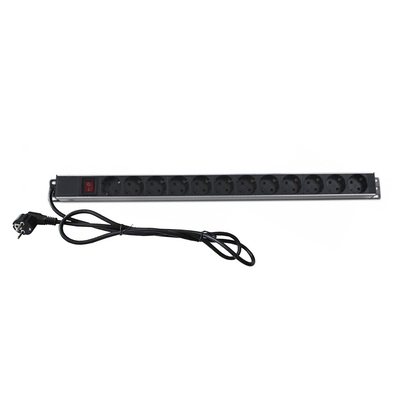 Alumínio vertical 12 vias Europa Alemanha PDU Preto 19 polegadas Horizontal 6 vias 8 tomadas Schuko Alemanha Tipo Unidade de Distribuição de Energia IT Cabinet de Rede Smart Socket PDU com Switch 3x1.5mm2 2M cabo longo