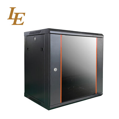 19 polegadas de parede montado Rack Enclosure RAL9005 preto RAL9004 preto 4U 6U 9U 12U Metal gabinete 600mm Largura 450mm/600mm Profundidade vermelho / laranja / azul listas decorativas em vidro porta da frente Desmontado embalagem