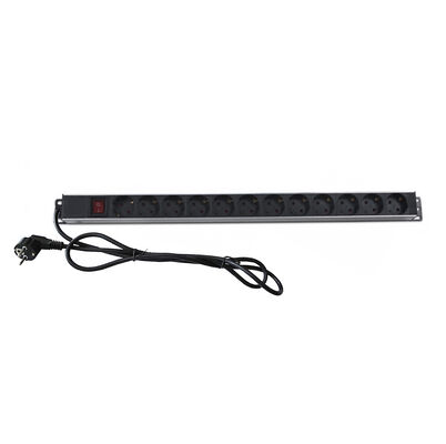 Unidade de Distribuição de Energia (PDU) Vertical de Alumínio 12 tomadas EU/Schuko PDU Preta Horizontal de 19 polegadas 6 tomadas 8 saídas Schuko Alemanha Tipo Unidade de Distribuição de Energia Gabinete de Rede TI Tomada Inteligente PDU com Interruptor 3x1.5mm² 2M de Comprimento