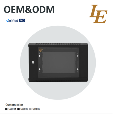 Armário de rack de servidor 6U 600 * 450MM Projetado para capacidade de carga estática de 60 kg com porta de vidro imperada
