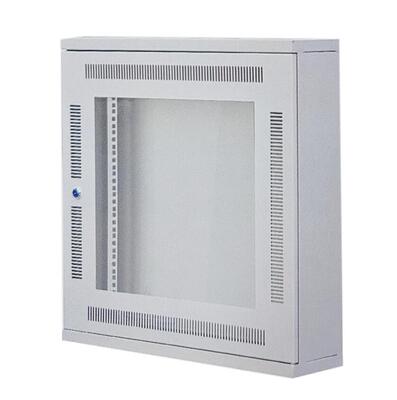 Armário de rack de servidor de 19 polegadas Armário de rede montado na parede de 12U com porta de vidro temperado e entrada de cabo em cima e em baixo