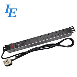 Pdu horizontal BS1363 13A da montagem em rack da unidade da distribuição elétrica de liga de alumínio