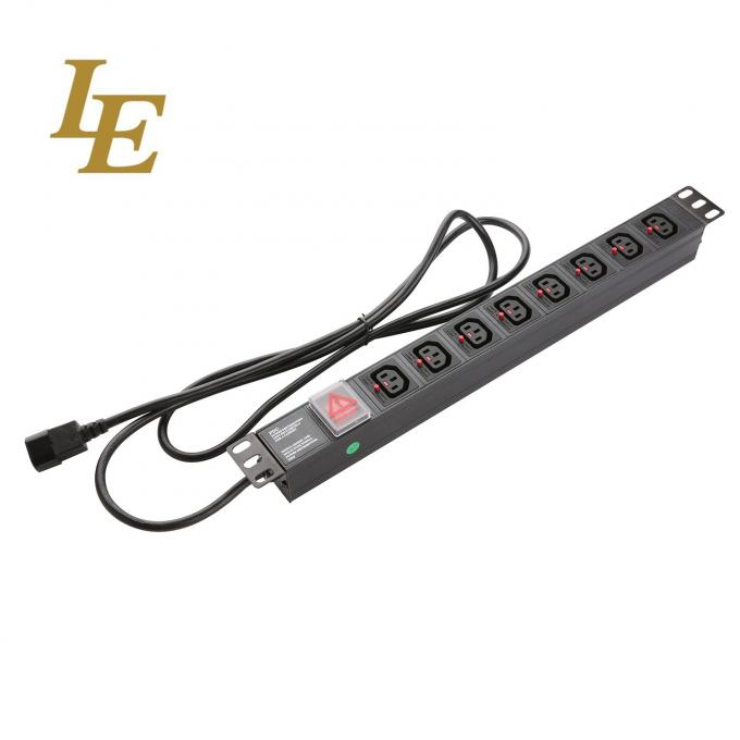 19 polegadas de alumínio preto IEC Tipo 6 vias 8 tomadas C13 C14 Unidade de distribuição de energia 16Amp/32Amp Com conector de comando disponível IEC320 Smart Socket PDU 1